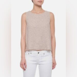 Drew linen blend frayed hem top